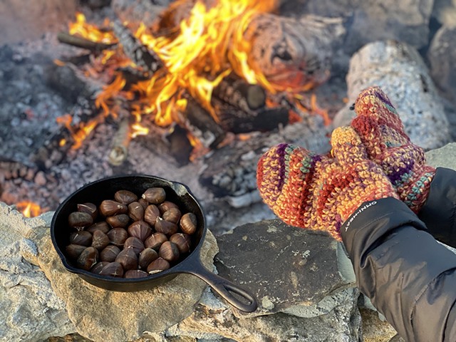 Chestnuts roasting on an open fire