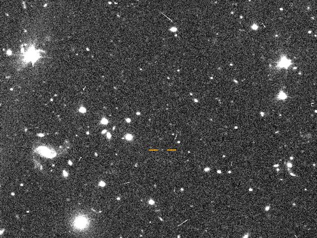 FarFarOut is marked by yellow lines, surrounding it are clusters of galaxies.