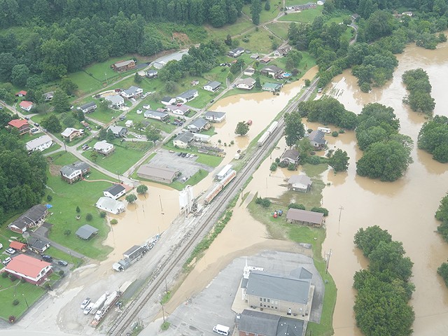 Extensive flooding in Eastern Kentucky captured during a flyover on July 29.