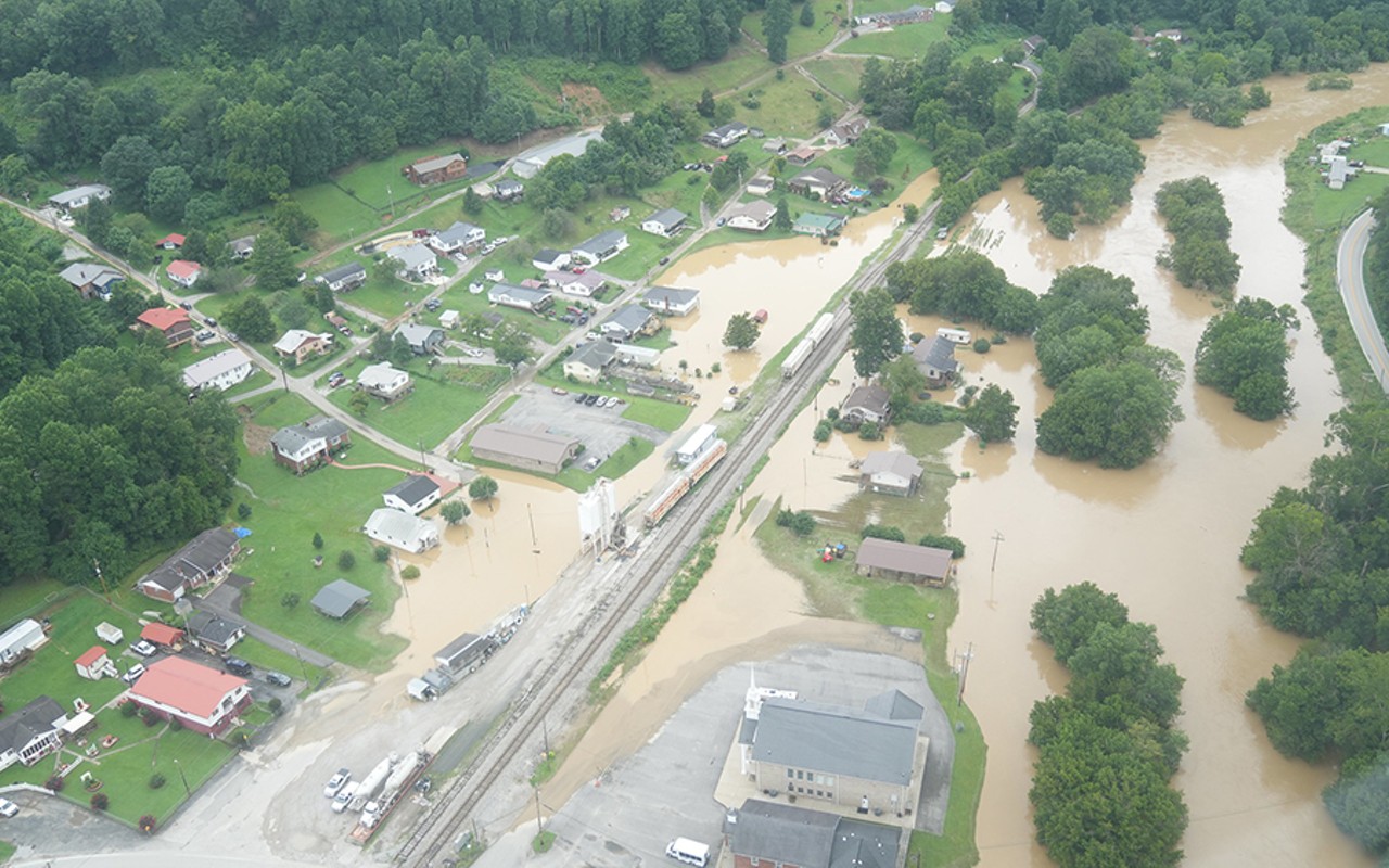 Extensive flooding in Eastern Kentucky captured during a flyover on July 29.