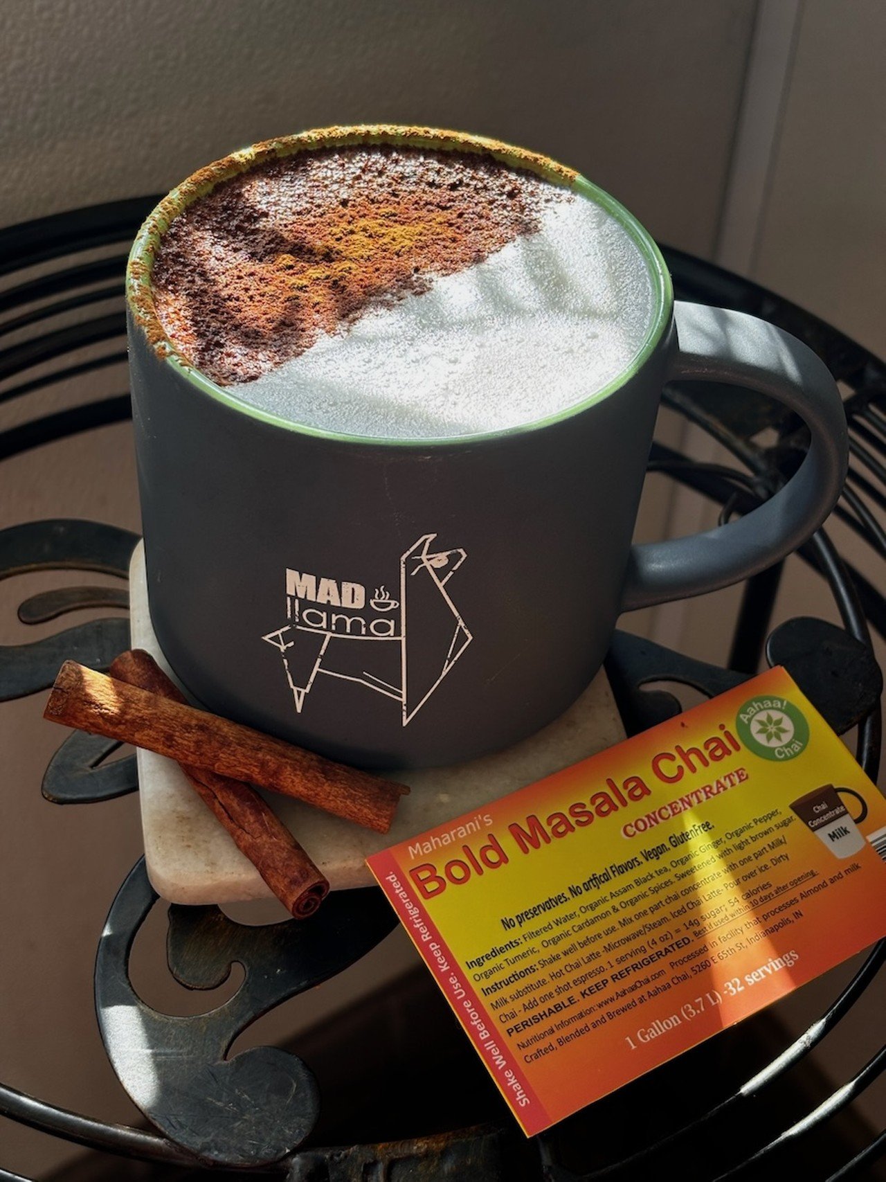 Mad Llama Coffee’s Chai Latte
5001 Kenwood Rd., Madisonville
This hot chai is brewed with Aahaa Chai — locally based out of Indiana — and steamed milk. If you’re feeling something savory, we recommend pairing the latte with one of their sourdough breakfast sandwiches.