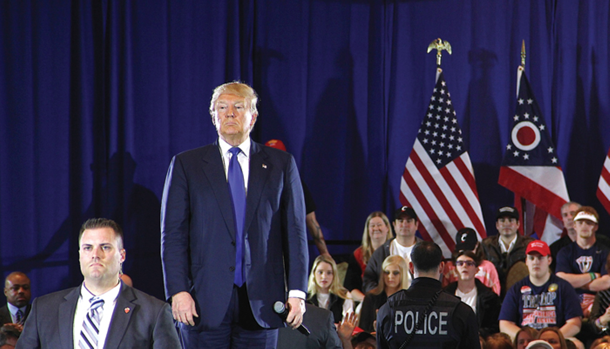 Former president Donald Trump at a campaign rally in West Chester in 2016.
