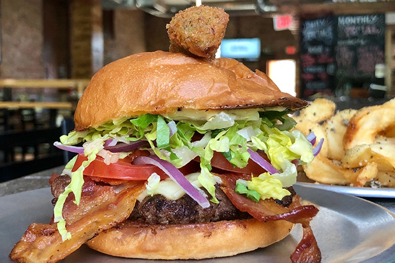 Local Post
3923 Eastern Ave., Columbia Tusculum
Beef patty, American cheese, bacon, onion, tomato, shredded lettuce, garlic aioli and a fried pickle topper. Delivered on local Sixteen Bricks challah.
