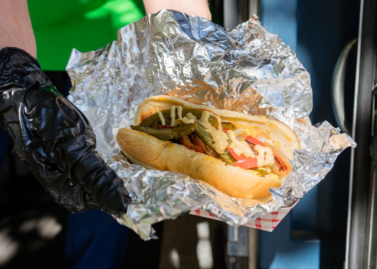 Jill’s Mobile Kitchen served a variety of unique hot dog and pizza combinations for visitors. Here they display their “70s Dog”, consisting of red pepper hummus, sautéed peppers and onions, sauerkraut and dijon drizzle.