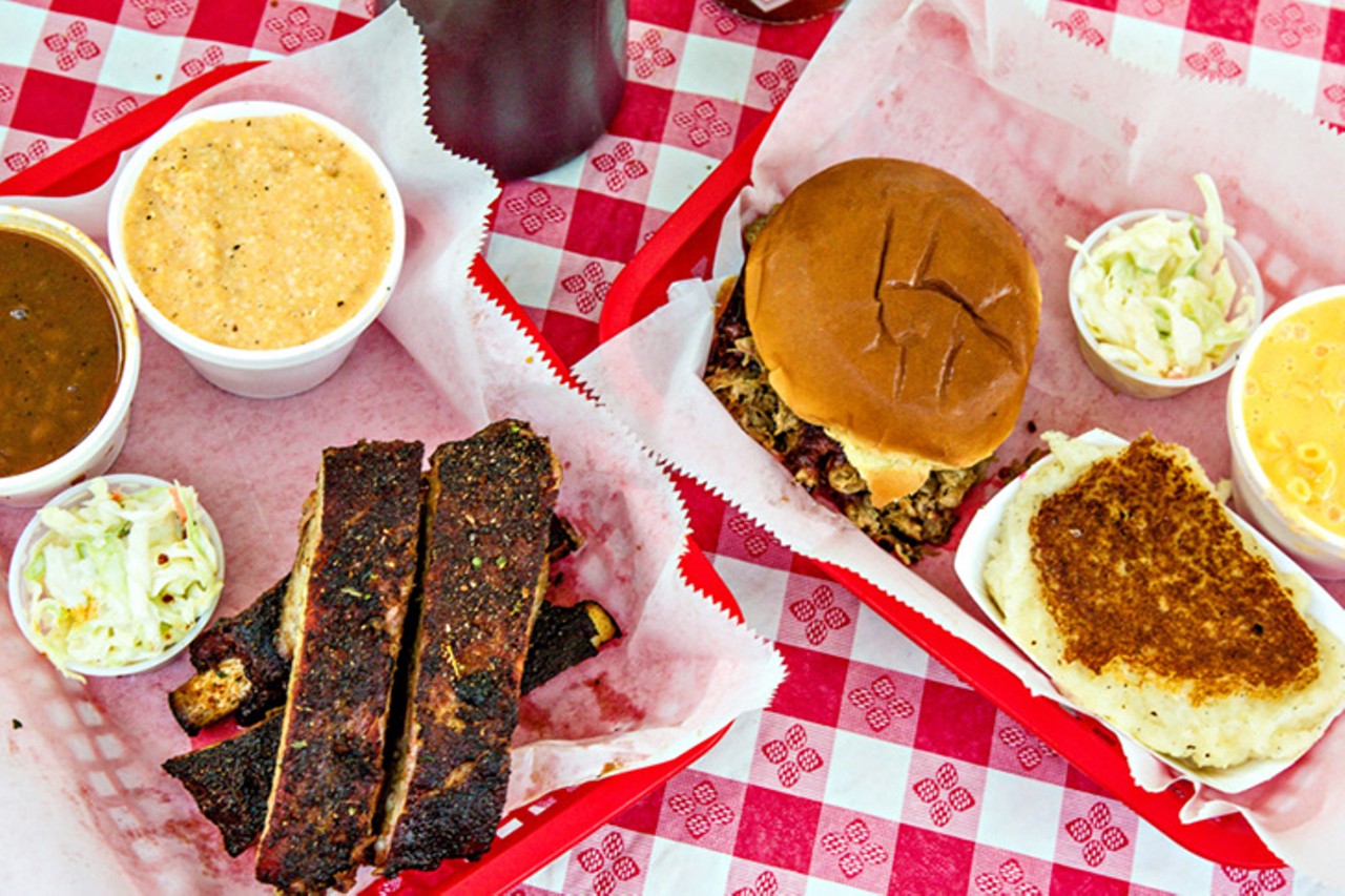 No. 1 Best Takeout: Eli's BBQ
3313 Riverside Drive, East End; 1801 Race St., Over-the-Rhine
Eli's BBQ is a true blue, Cincinnati barbecue joint. Between catering, carryout, retail at various area Krogers and their location on Riverside Drive, you cannot avoid Eli's BBQ (not that you'd want to). Eli's simple menu includes pulled pork and smoked turkey sandwiches, hickory smoked ribs, tips and wings and classic barbecue sides. The jalape&ntilde;o cheddar grits and cornbread are the extra spicy kick you need after a barbecue feast.
Photo: Hailey Bollinger