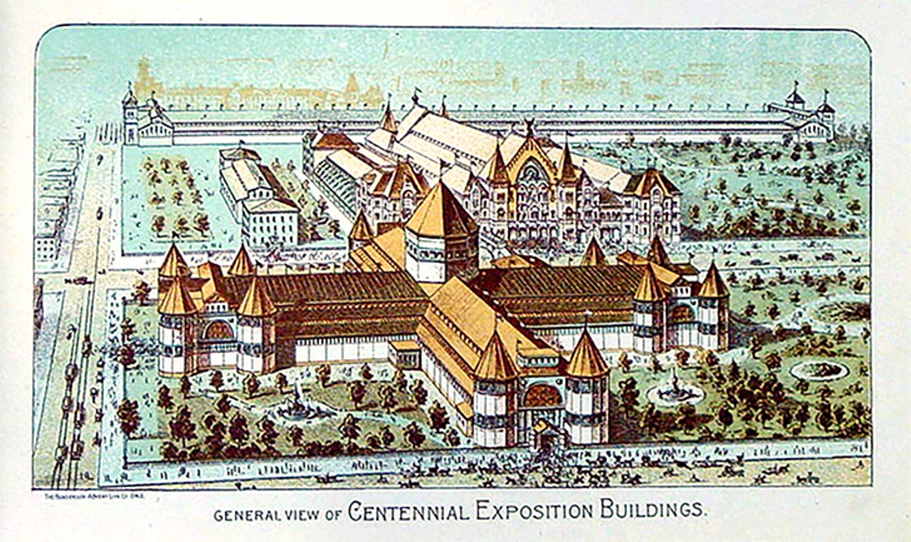 A postcard showing the Centennial Exposition Buildings