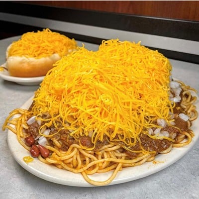 Skyline Chili	Multiple LocationsSkyline has been one of the pioneers of Cincinnati chili since opening in 1949. First founded by Greek immigrants, the chili parlor pours the Queen City staple over spaghetti or hot dogs and tops it with a mound of cheese, oyster crackers and — depending on your taste preference — onions and beans. Also available are chili burritos, fries and vegetarian chili, which is made with black beans and rice.