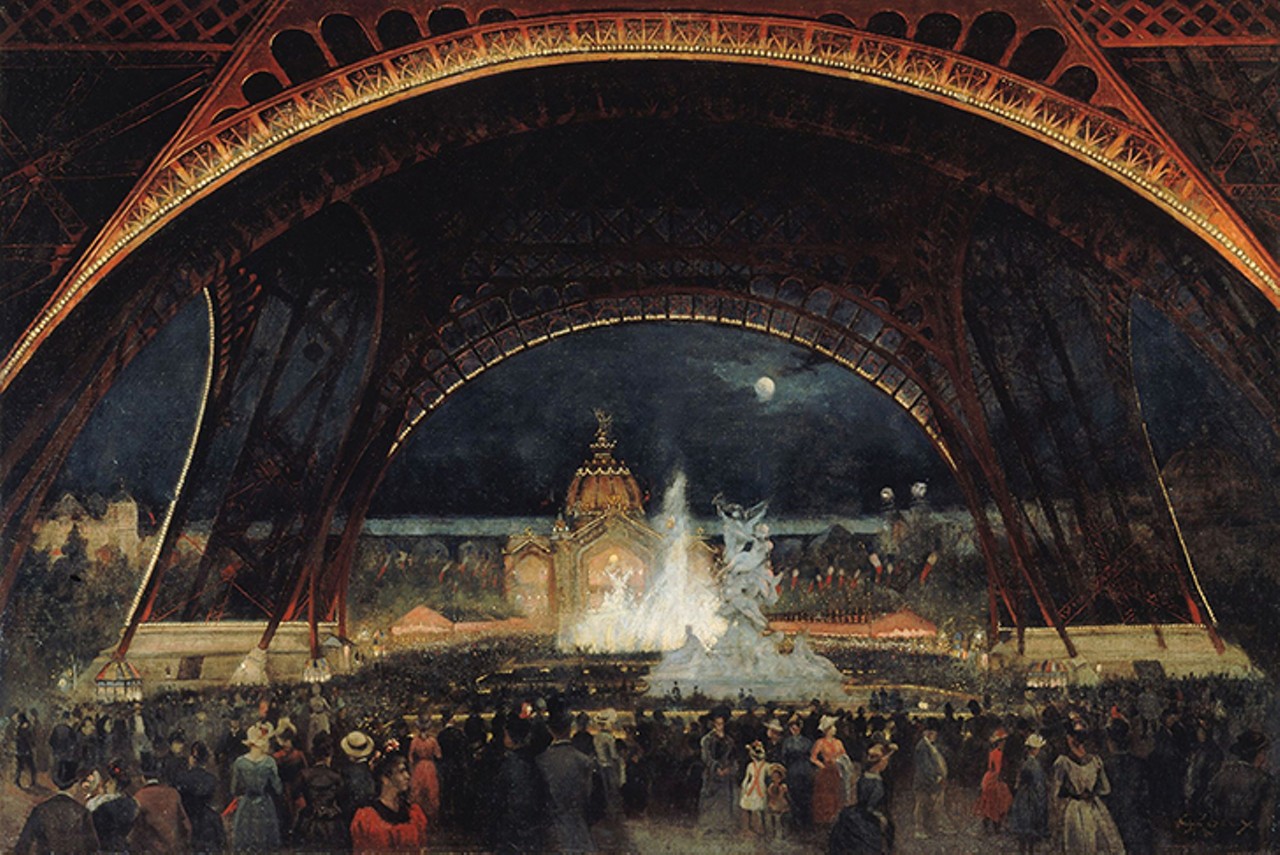 Artist: Alexandre-Georges Roux. "Nighttime Festivities at the International Exposition of 1889 under the Eiffel Tower," circa 1889. Oil on canvas.  Mus&eacute;e Carnavalet, Paris // Mus&eacute;e Carnavalet/Roger-Viollet.