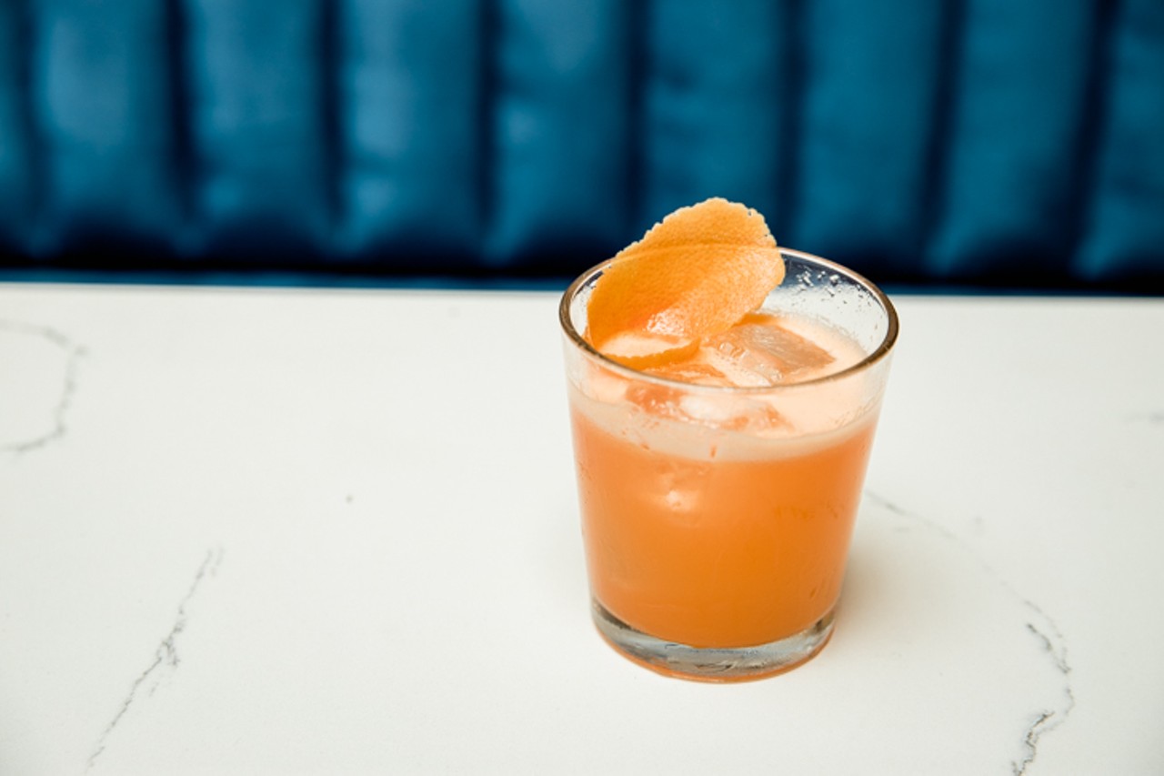"Why Not Elope" with cantaloupe, Campari, simple syrup, Venezuelan white rum and lime