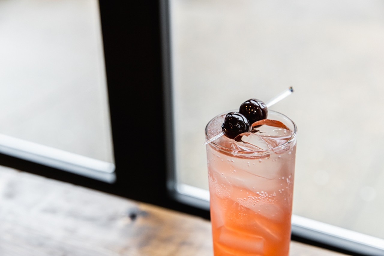 Just a Hunch Punch, made with White Lightnin' Ole Smoky Moonshine, soda and macerated cherries