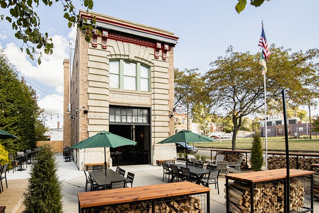 Exterior of the new Westwood Nation Kitchen & Bar, housed in a revitalized historic firehouse