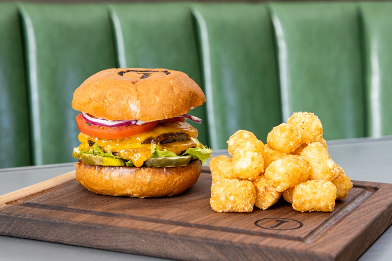 Nation's Temperance cheese burger with tots