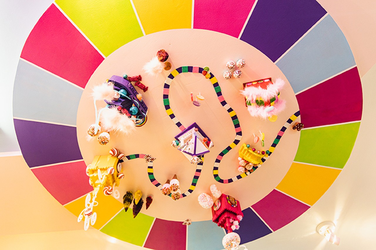 The team built a Candyland-inspired wall piece in the center of the ceiling.