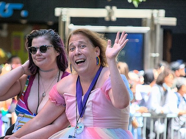 Amy Schneider at the 2022 San Francisco Pride Parade. Schneider testified before Ohio lawmakers to oppose House Bill 454, which would limit gender-affirming care for children in Ohio.
