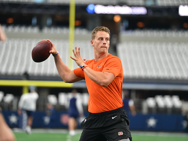 Cincinnati Bengals quarterback Joe Burrow will be the special guest on the live taping of Travis and Jason Kelce's podcast, New Heights, at Nippert Stadium on April 11.