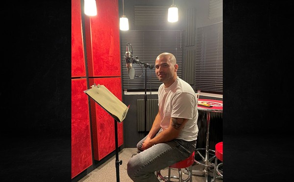 Joey Votto in the sound booth