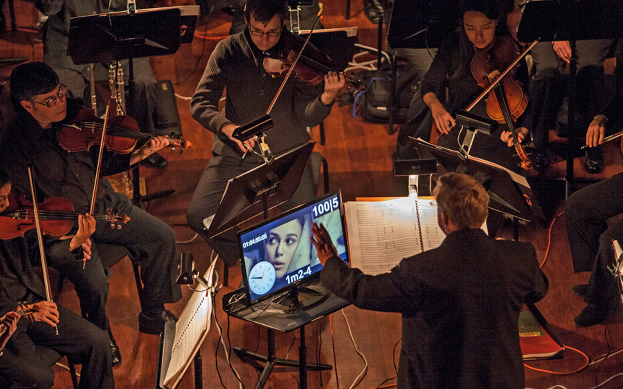 The conductor’s monitor allows the film and music to stay in synch during performances.