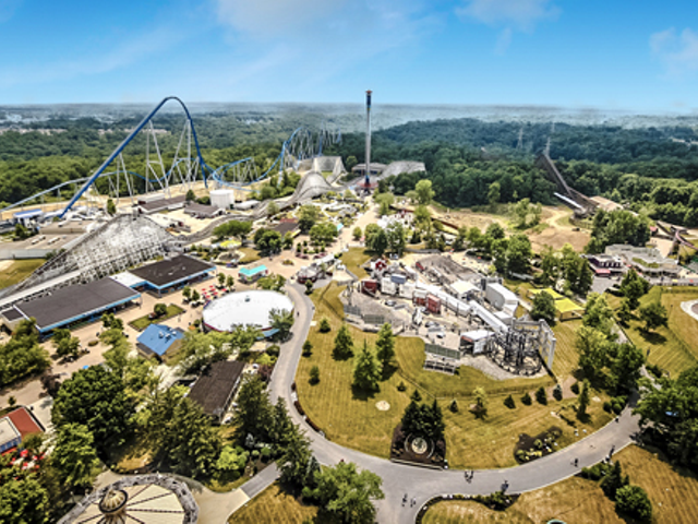 An aerial view of Kings Island