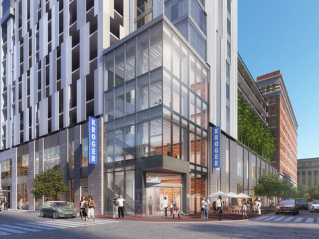 The coming Kroger location at Central Parkway and Walnut Street in downtown Cincinnati