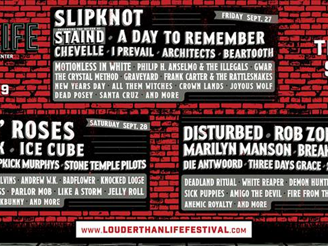 Louisville's Louder Than Life Music Festival to Feature Hard Rock Giants Guns 'N' Roses, Slipknot, Disturbed, Rob Zombie, Godsmack and More