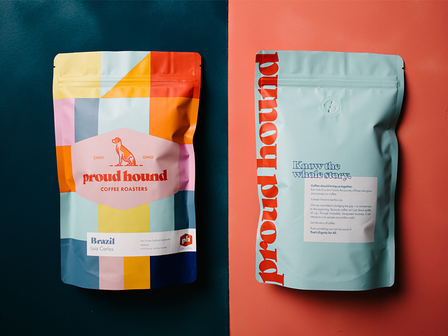 Proud Hound Coffee Roasters bag and branding