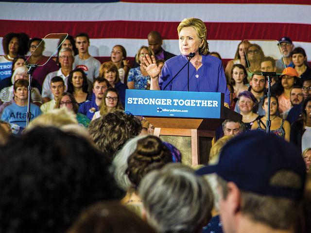 Presumptive Democratic presidential nominee Hillary Clinton speaks in Union Terminal