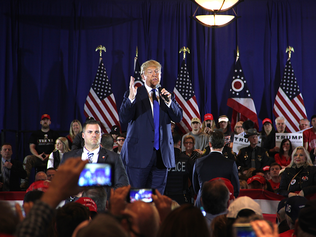 Donald Trump speaks to supporters at a rally in West Chester.
