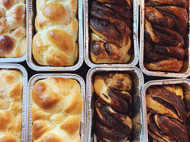Bake sale organizer Whitney Fisch is selling challah and chocolate babkas.