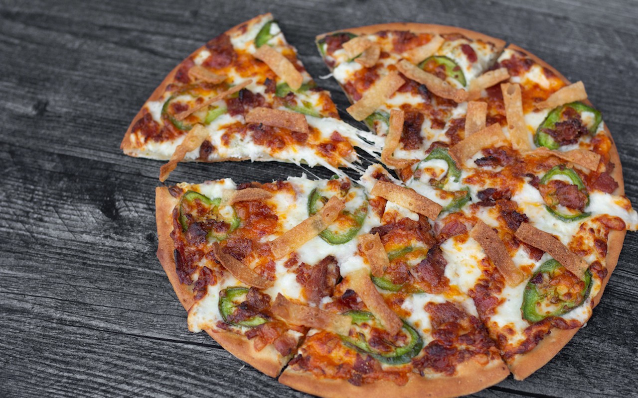 MacKenzie River Pizza, Grill & Pub is serving up the Jalapeño Popper Pie for Cincinnati Pizza Week. It's a 10-inch pizza with jalapeño cream cheese, smoky bacon, fresh jalapeños, mozzarella and cheddar and topped with crispy strips.