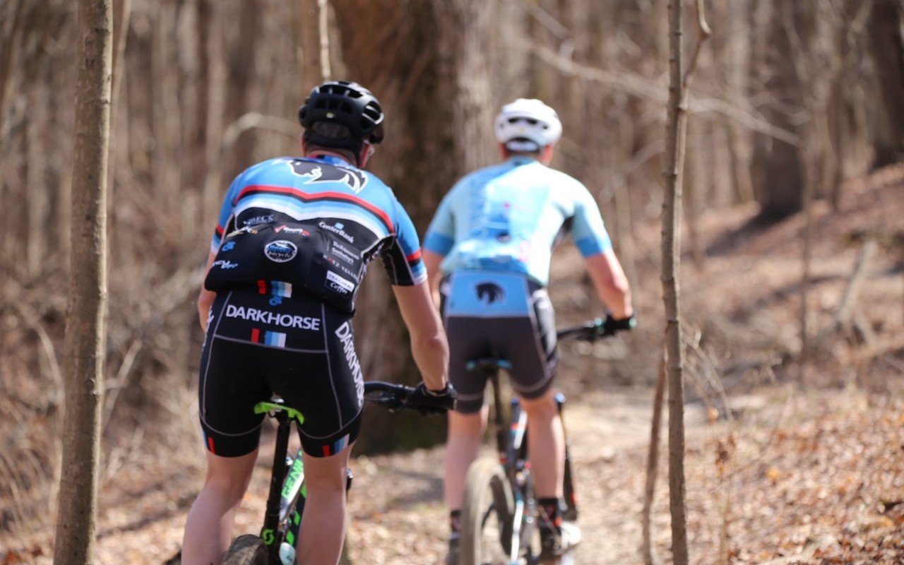 Mountain bikers at Great Parks' Mitchell Memorial Forest. The park system's new trail network will provide more opportunities for mountain bikers.