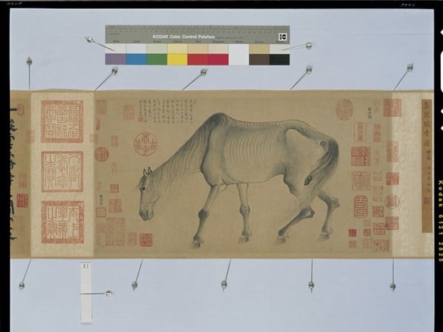 Gong Kai 龔開 (1222–1307), Noble Horse (Jungutu), Yuan dynasty (1279–1368), handscroll, ink on paper, Osaka City Museum of Fine Arts, Abe Collection.