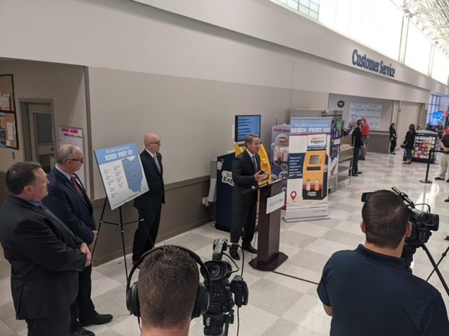 Ohio Lt. Gov Jon Husted announcing the new BMV self-service kiosks.