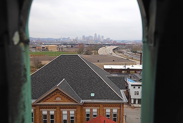 The church's soaring bell tower offers sweeping views of downtown, Lower Price Hill, Queensgate and the West End.