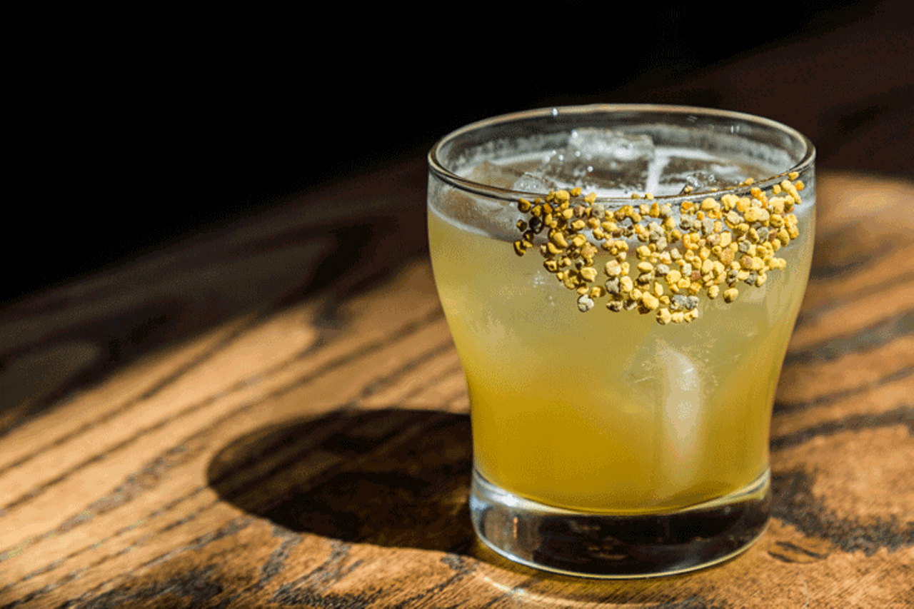One of the restaurant&#146;s signature cocktails, the Boomtown Gold Rush, is a precise mix of Bulleit bourbon, fresh lemon juice and herbed honey.