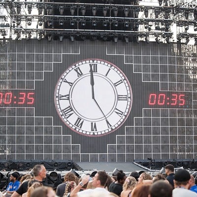 The countdown clock waiting for Taylor Swift to take the stage at Paycor Stadium on June 30, 2023.