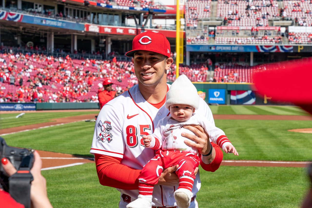 Cincinnati Reds pitcher Luis Cessa smiles before the season opener at Great American Ball Park on March 30, 2023.