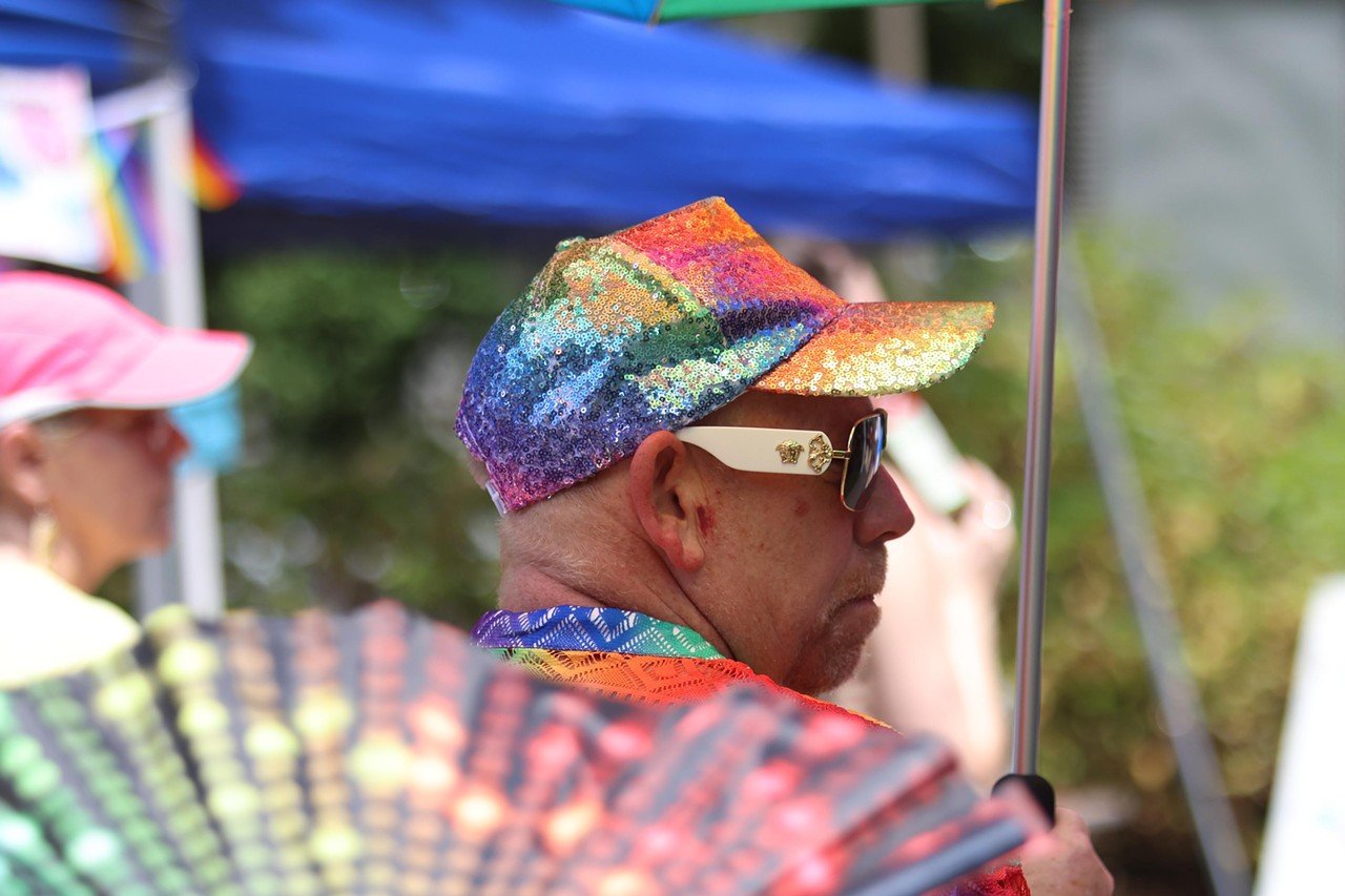 A man walks around at the Pride festival on Saturday, June 22, 2024.