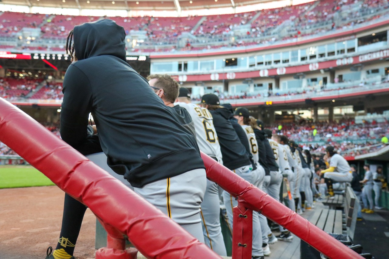 Pittsburgh Pirates watching on as the game starts | Cincinnati Reds vs. Pittsburgh Pirates | Sept. 22, 2023