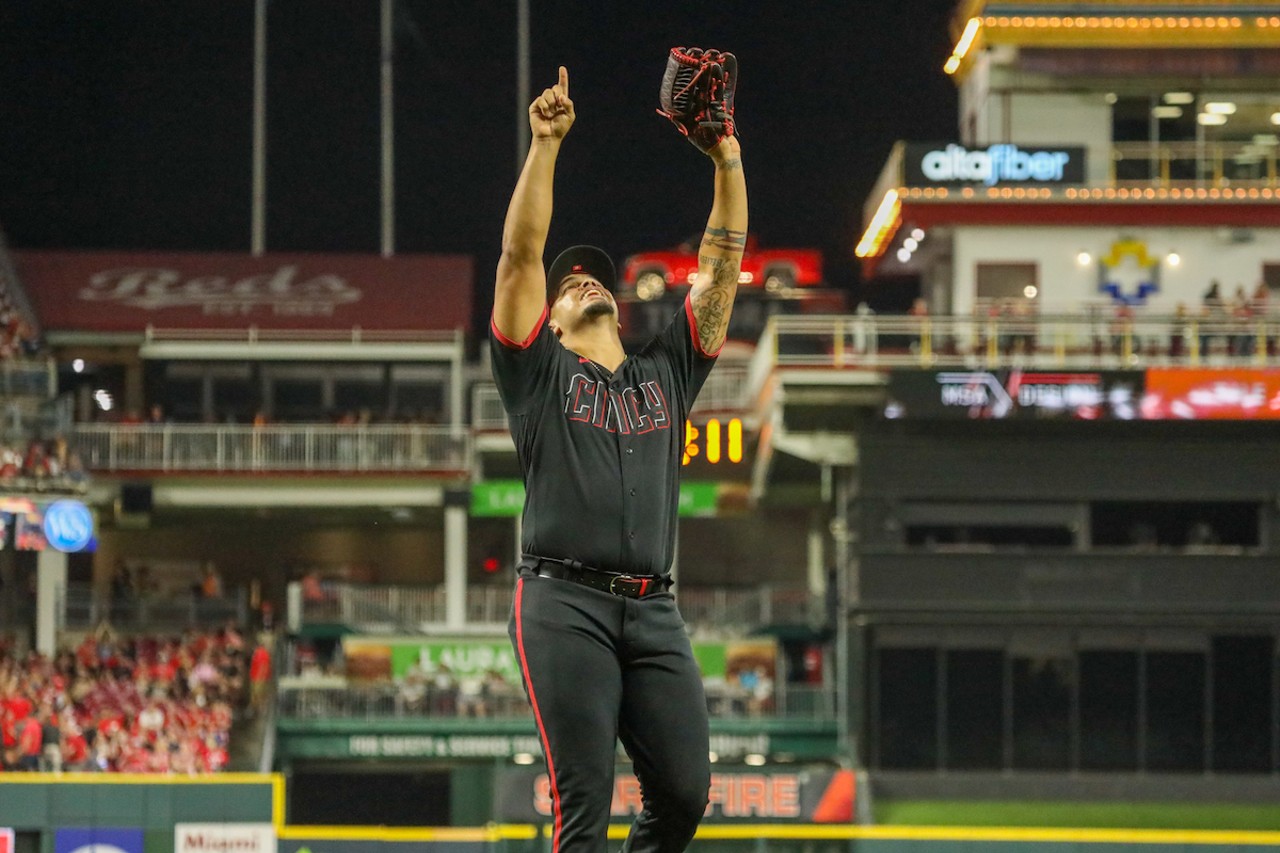 Fernando Cruz celebrates his strikeout in the top of the eighth inning | Cincinnati Reds vs. Pittsburgh Pirates | Sept. 22, 2023