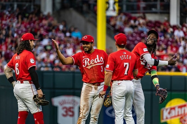 A lighthearted moment during a pitching change in the sixth inning | Cincinnati Reds vs. Cleveland Guardians | June 11, 2024