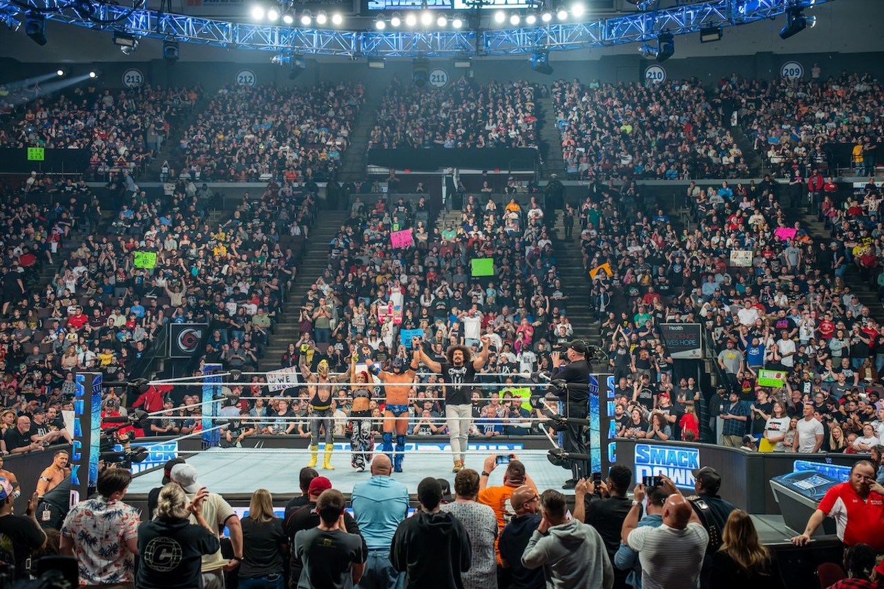 Latino World Order stands victorious before a sold-out crowd at Heritage Bank Center | WWE Smackdown at Heritage Bank Center on April 26, 2024
