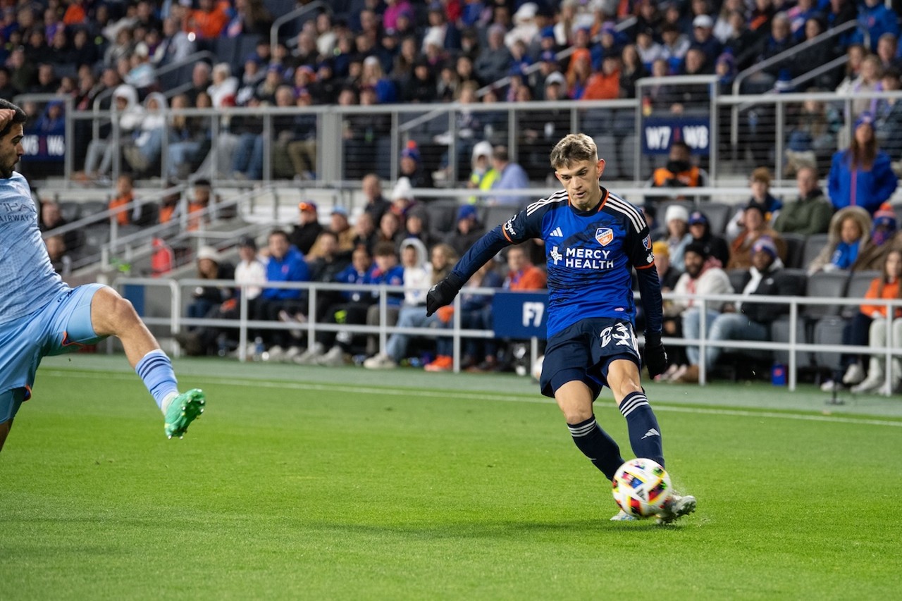 Defender Luca Orellano playing the ball into the box | FC Cincinnati vs New York City FC | March 23, 2024