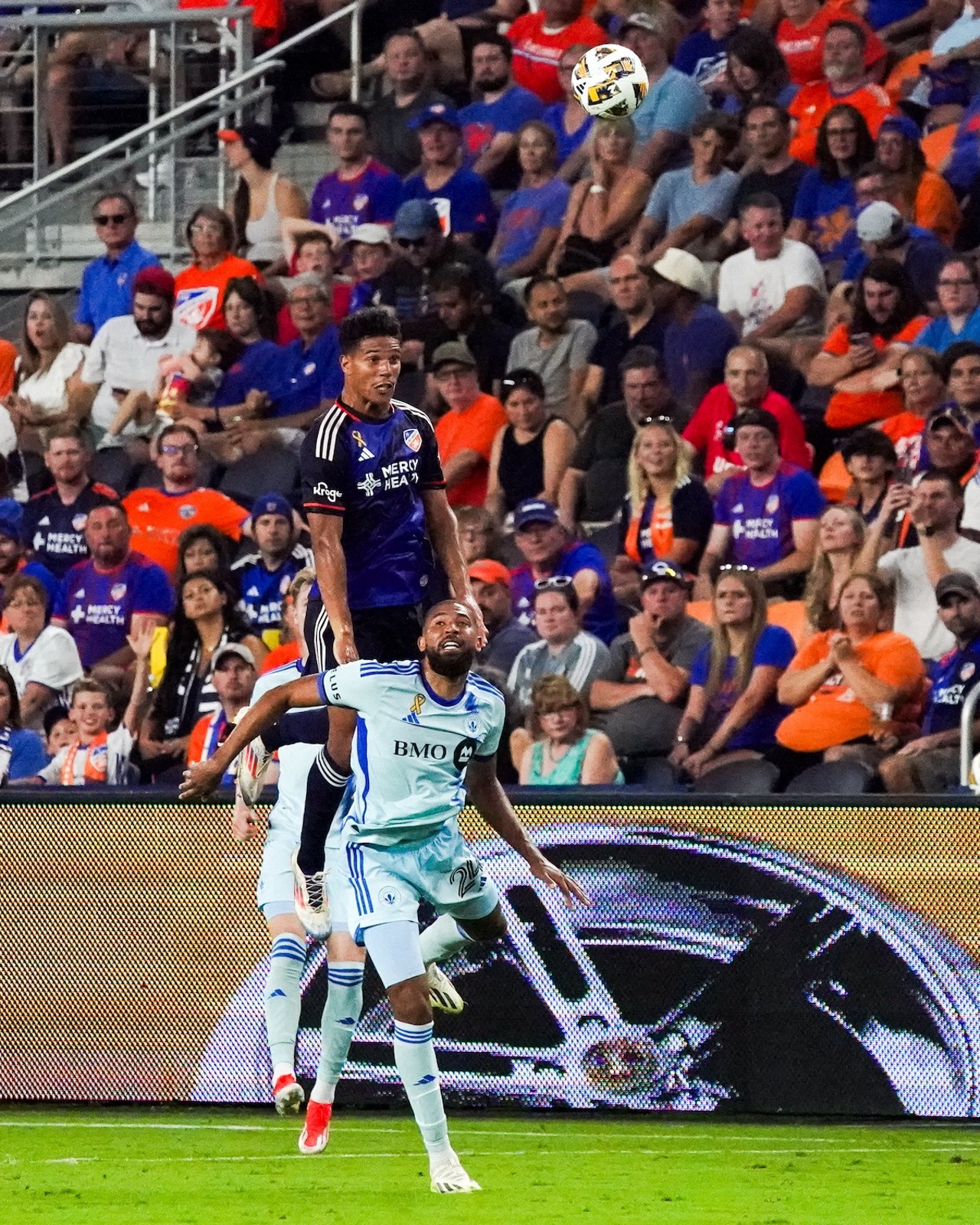 New FCC addition Nicholas Gioacchini challenges with a header | FC Cincinnati vs. CF Montreal | Aug. 31, 2024