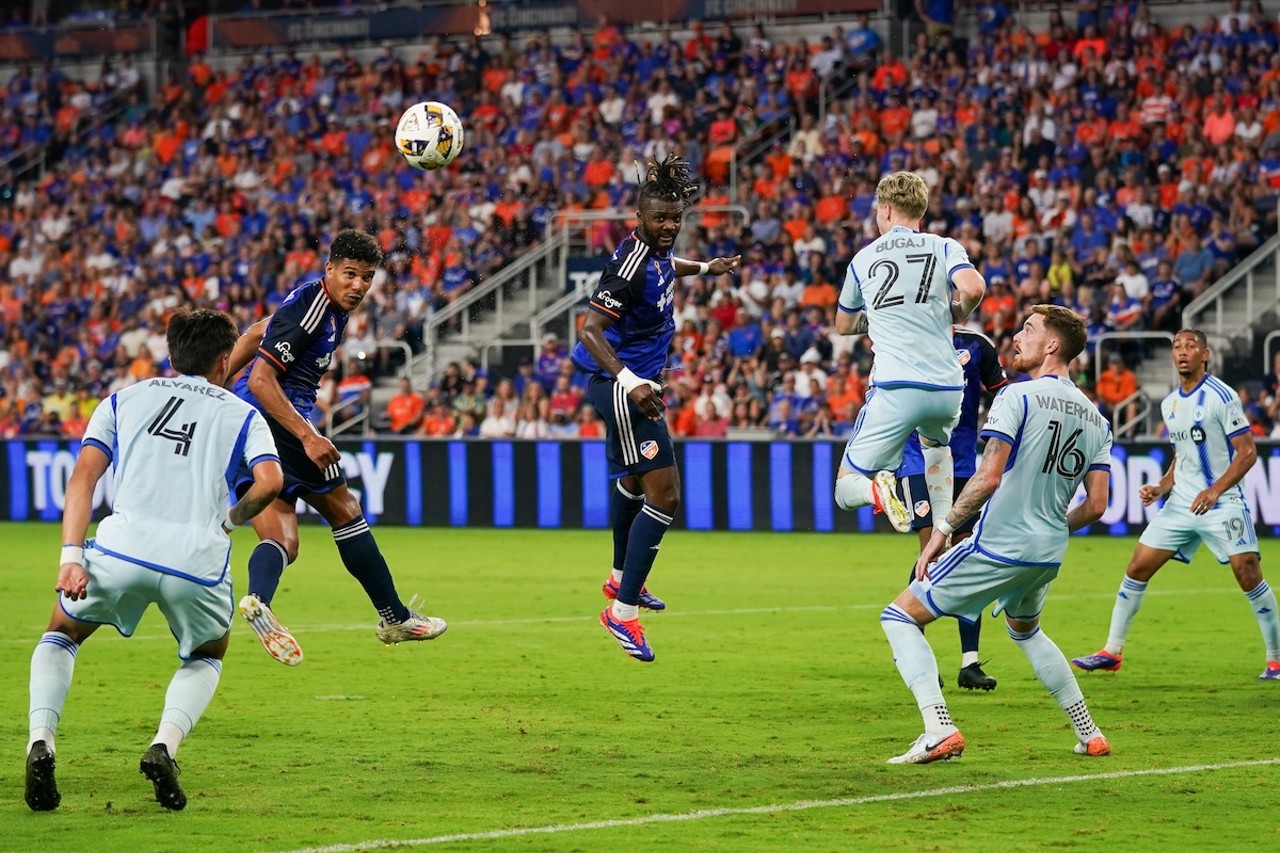 Chidozie Awaziem attempts a header from a corner kick | FC Cincinnati vs. CF Montreal | Aug. 31, 2024