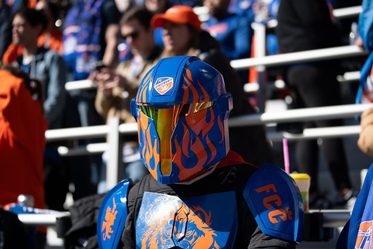 A FCC supporter dressed as an "Orange and Blue" character - FC Cincinnati vs D.C. United 3/10/2024