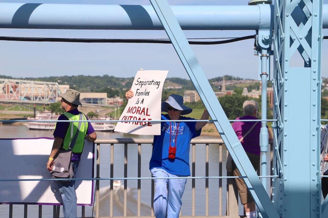 Protests Against Federal Immigration Policy Draw Hundreds to Roebling Suspension Bridge