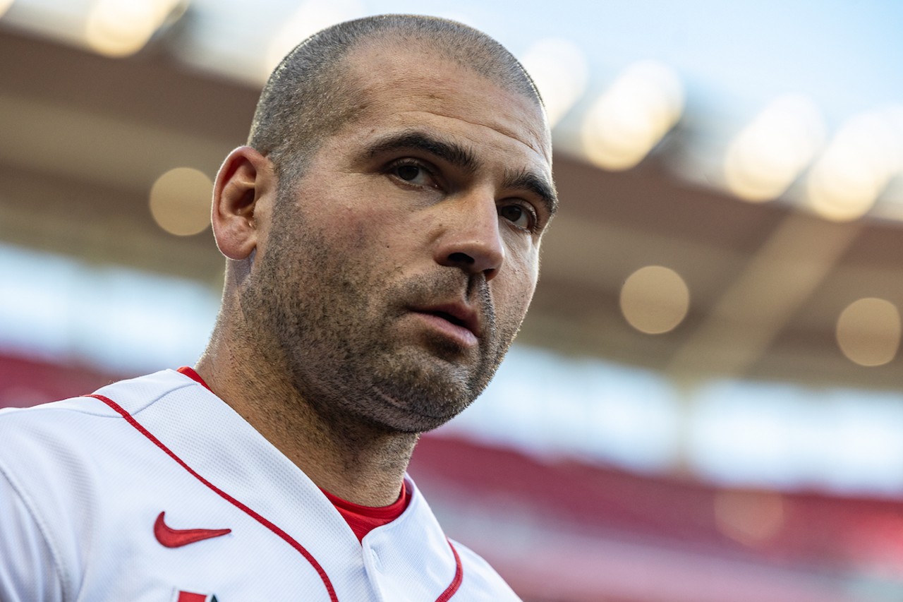 Joey Votto between innings candidly posing for the camera | Cincinnati Reds vs. Minnesota Twins | Sept. 18, 2023