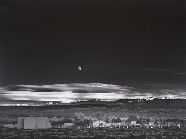 "Moonrise, Hernandez, New Mexico, 1941," photograph by Ansel Adams