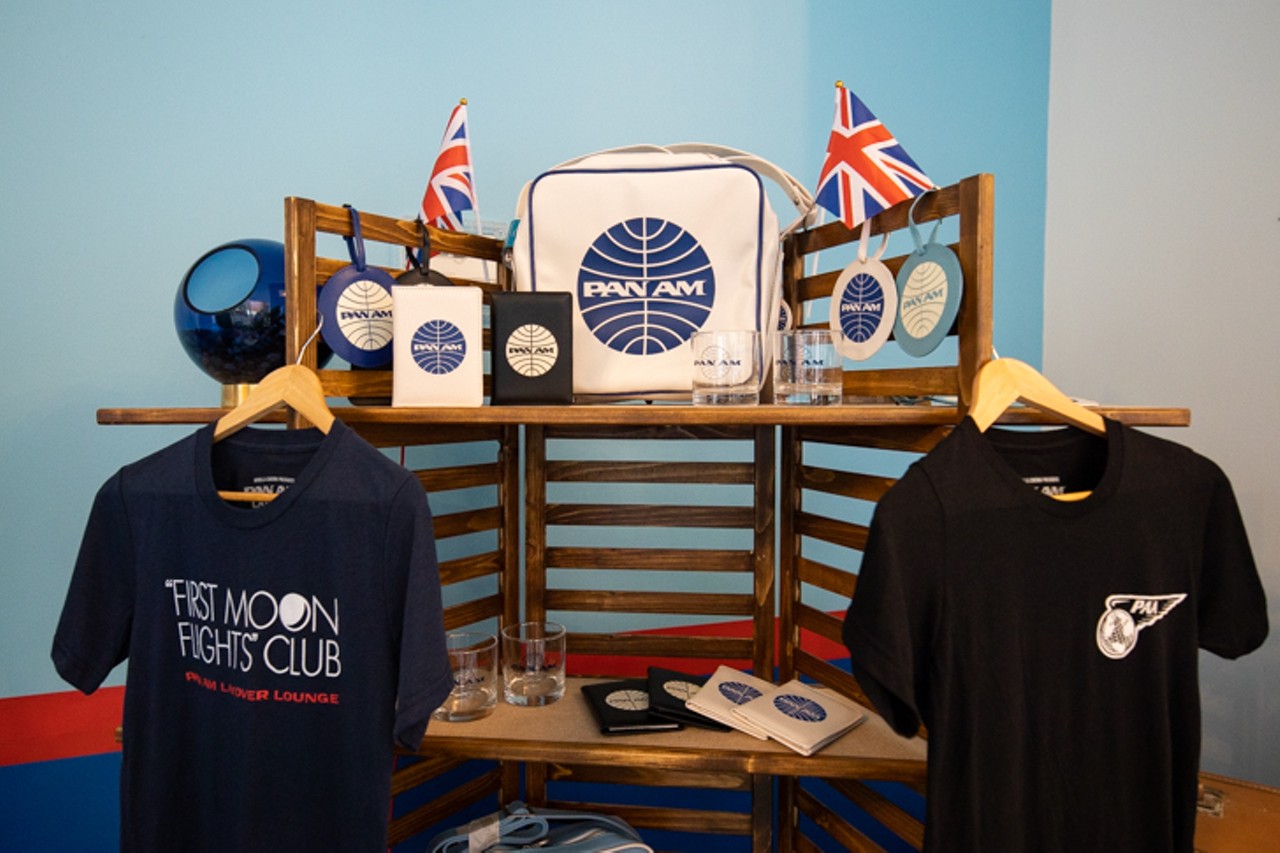 Pan Am-branded merchandise for sale at pop-up