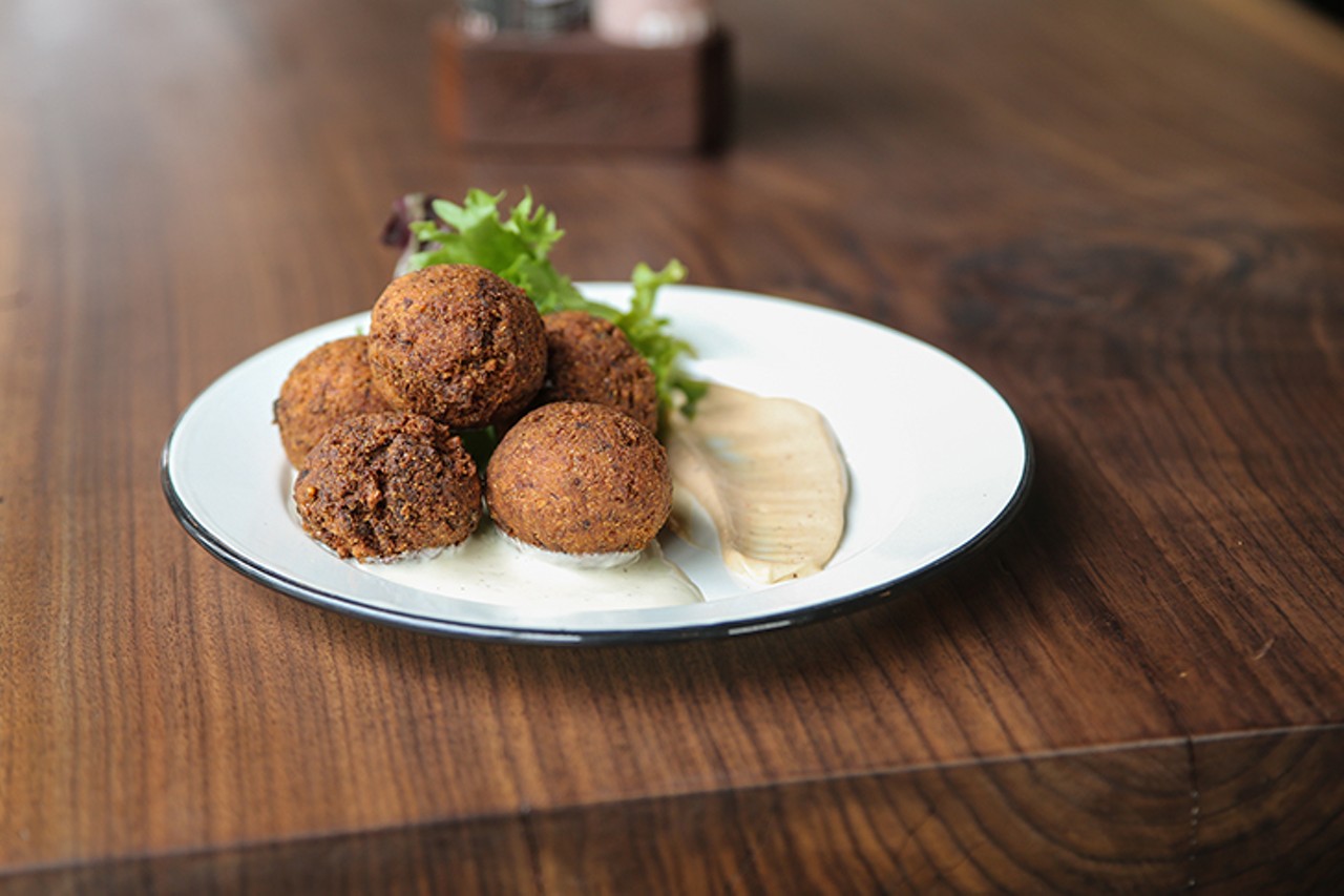 Libby&#146;s Southern Comfort
Goetta Hush Puppies made with Glier&#146;s goetta and served with remoulade sauce and citrus honey cream
Photo: Provided by Libby&#146;s Southern Comfort